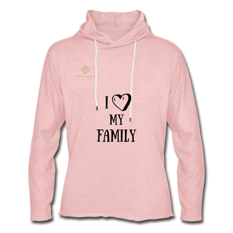 Women Family Love Hoodie - cream heather pink