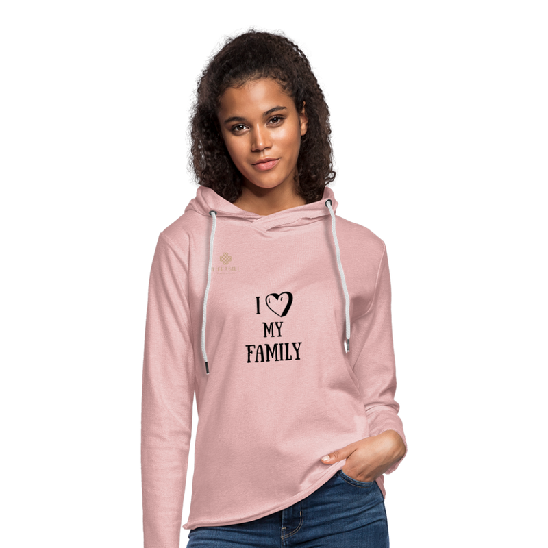 Women Family Love Hoodie - cream heather pink